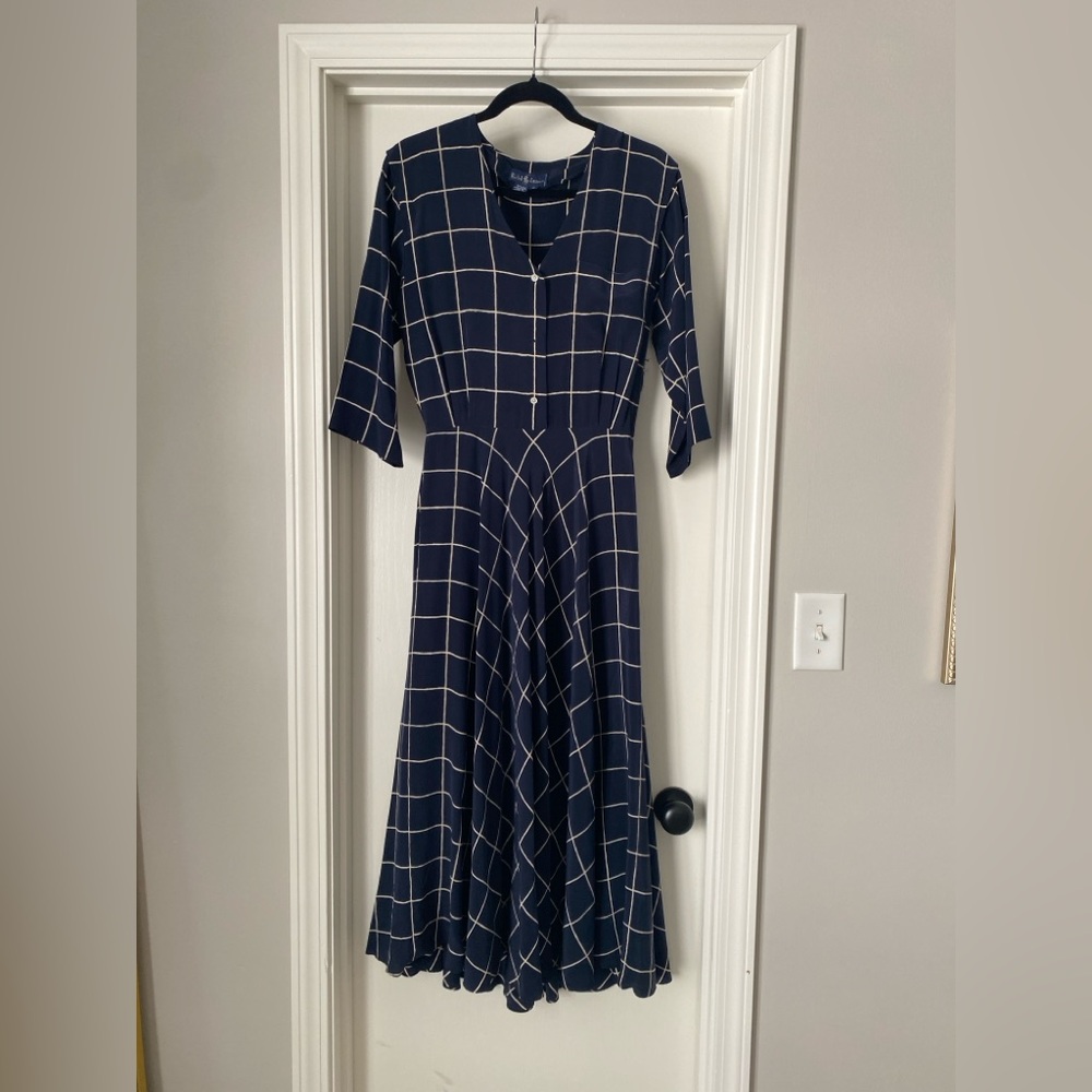 Ralph Lauren Blue Label Navy and White Long Sleeve Dress